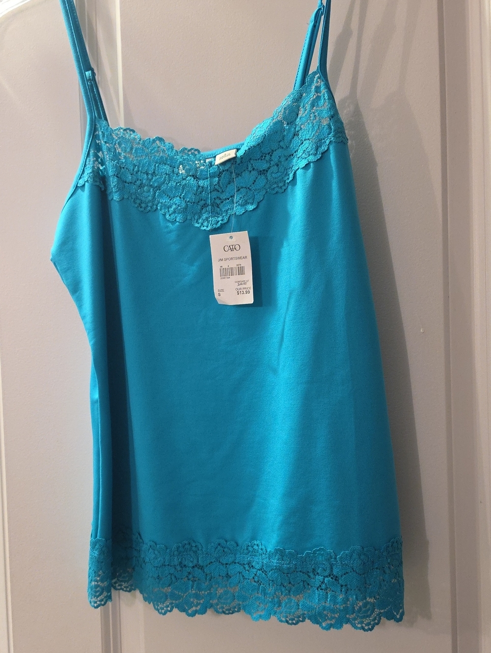 Cato Turquoise Lace-Trim Camisole Slip Top NWT